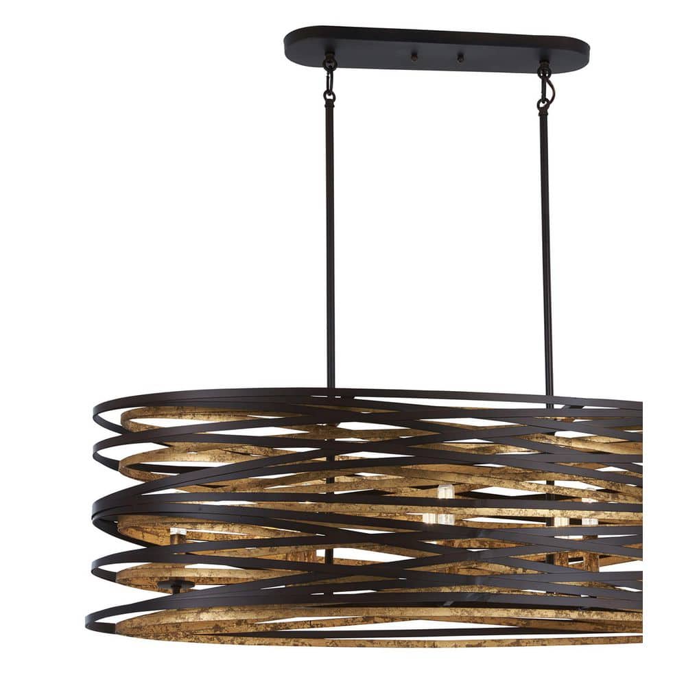 Dark Bronze and Gold 8-Light Aluminum Chandelier