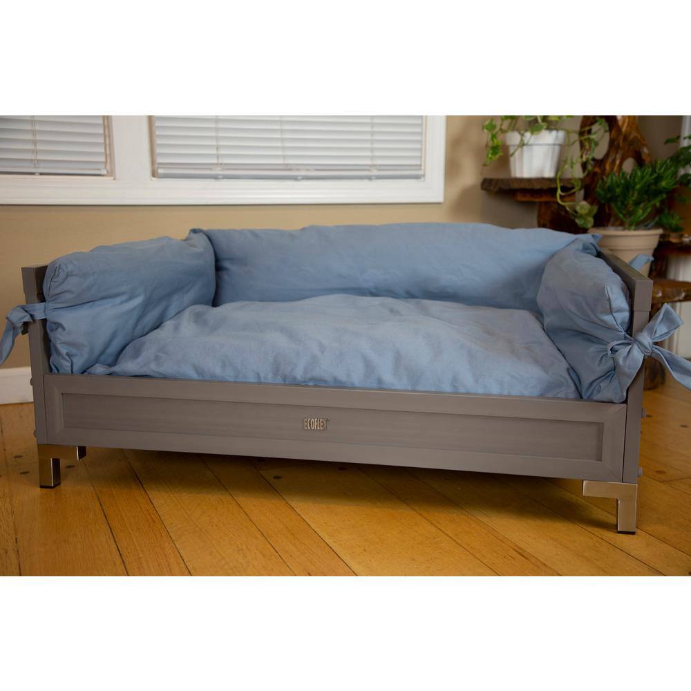 Large Gray Elevated Orthopedic Dog Bed with Foam Fill