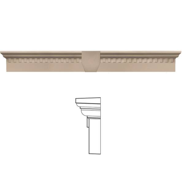 Builders Edge 6 in. x 43 5/8 in. Classic Dentil Window Header with Keystone in 023 Wicker