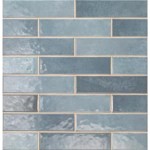 Lakeview Denim 3 in. x 12 in. Glossy Ceramic Wall Tile (5.5 sq. ft./Case)