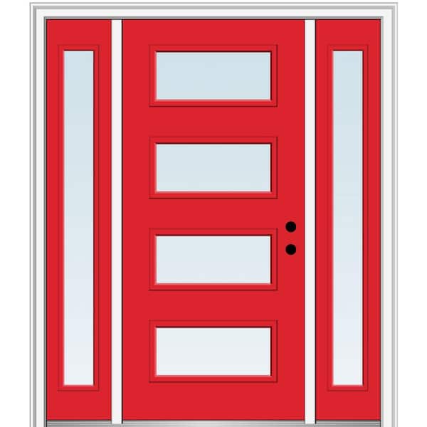 MMI DOOR 68.5 in. x 81.75 in. Celeste Left-Hand Inswing 4-Lite Clear Low-E Painted Fiberglass Prehung Front Door with Sidelites