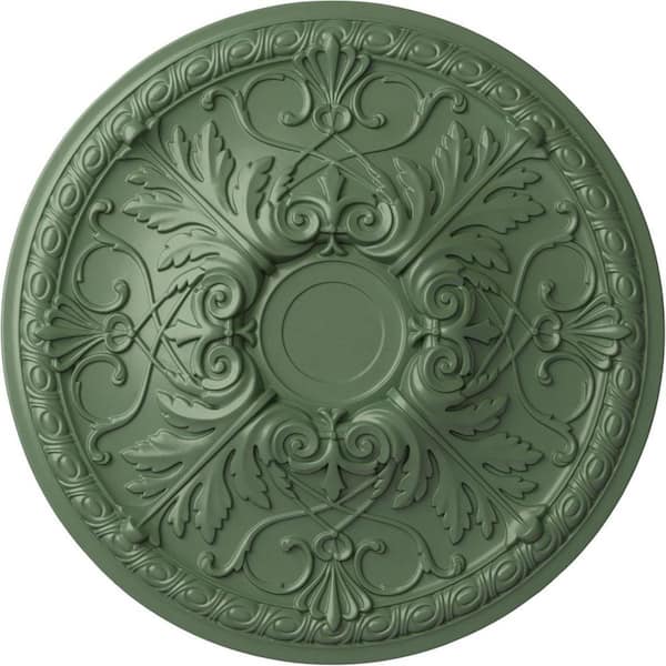 Ekena Millwork 26" x 3" Tristan Urethane Ceiling Medallion (Fits Canopies up to 5-1/2"), Hand-Painted Athenian Green