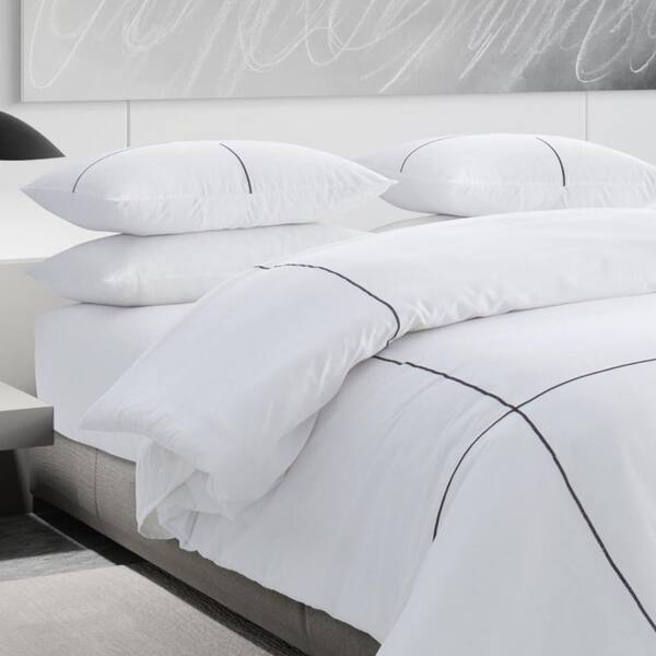 Vera Zig Zag 3 Piece White Striped Cotton King Comforter Set Ushsa51114144 The Home Depot Vera Zig Zag 3 Piece White Striped, Grey And White Zig Zag Single Bedding