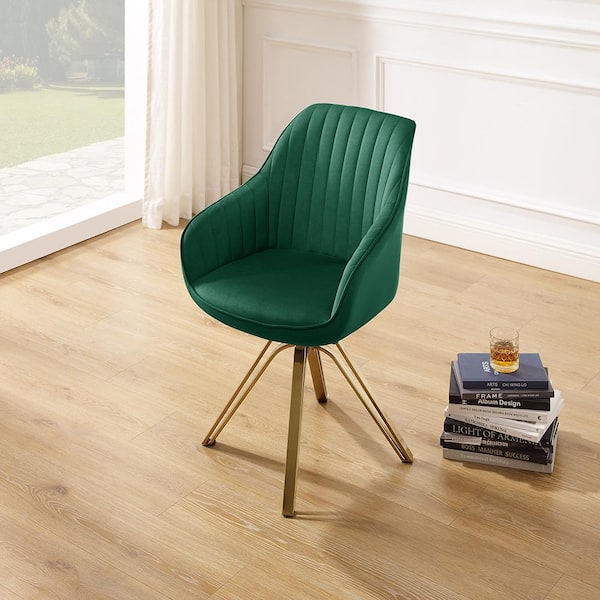 Art Leon Arthur Mid-Century Deep Green Fabric Swivel Accent Arm Chair with  Metal Legs CC001-G-GREEN BLACK - The Home Depot