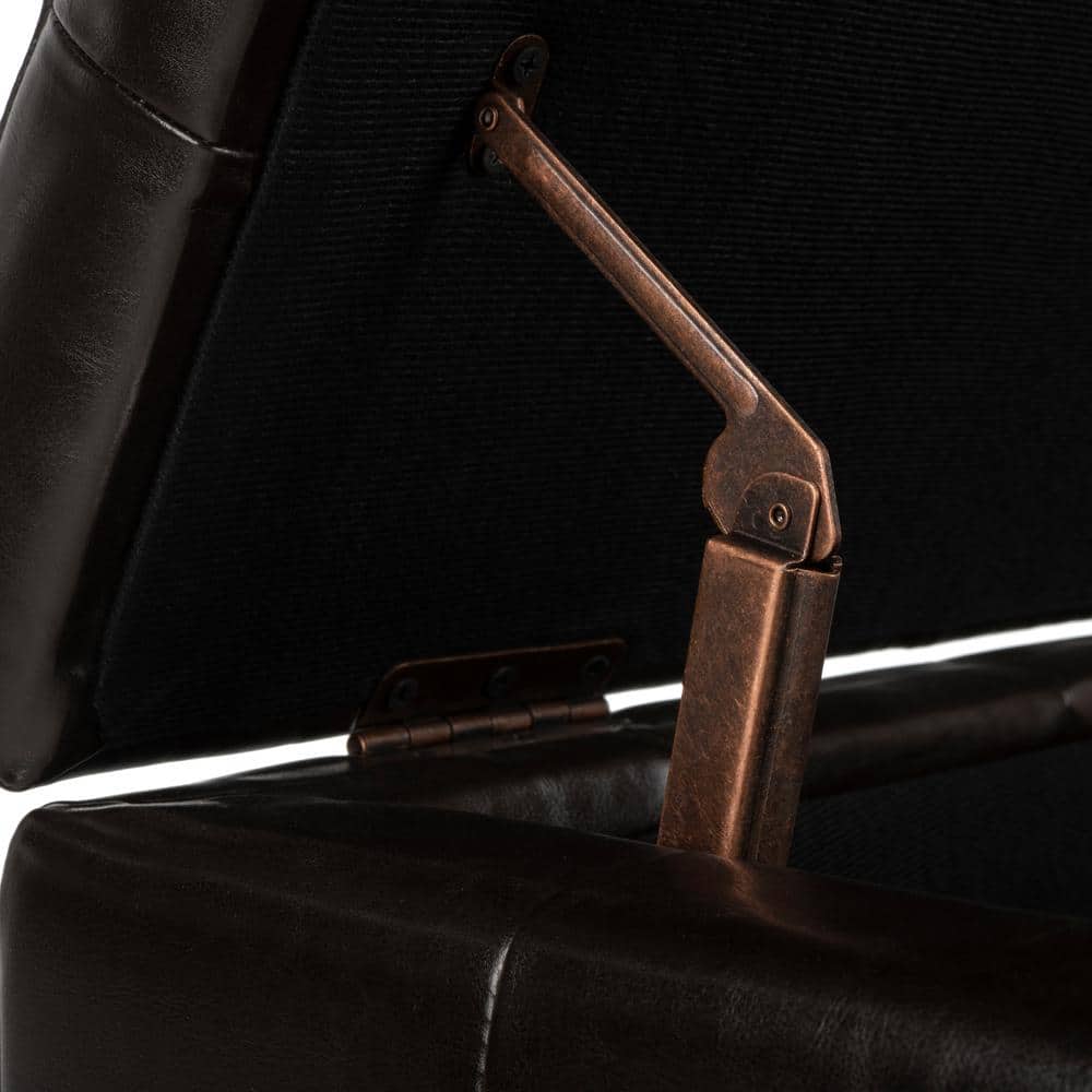 Manhattan Brown Leather Storage Bench with Beech Frame