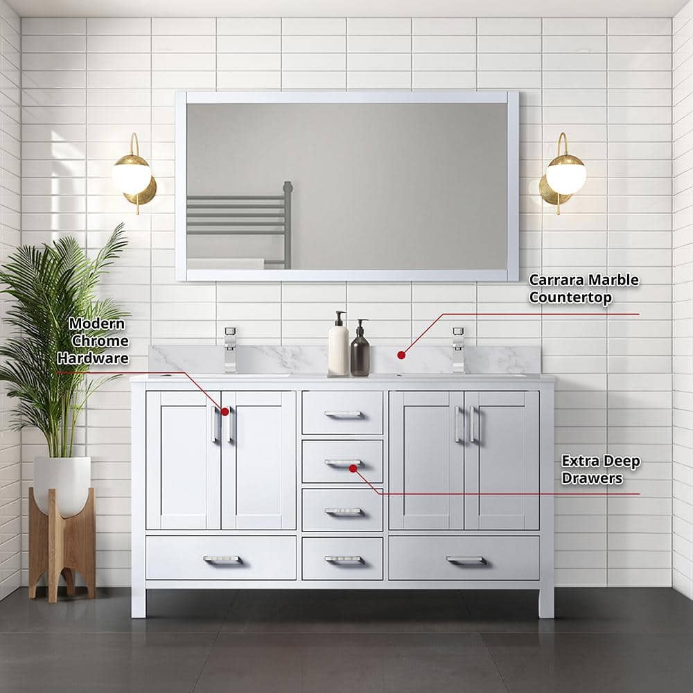 Jacques 60" White Double Freestanding Vanity Cabinet