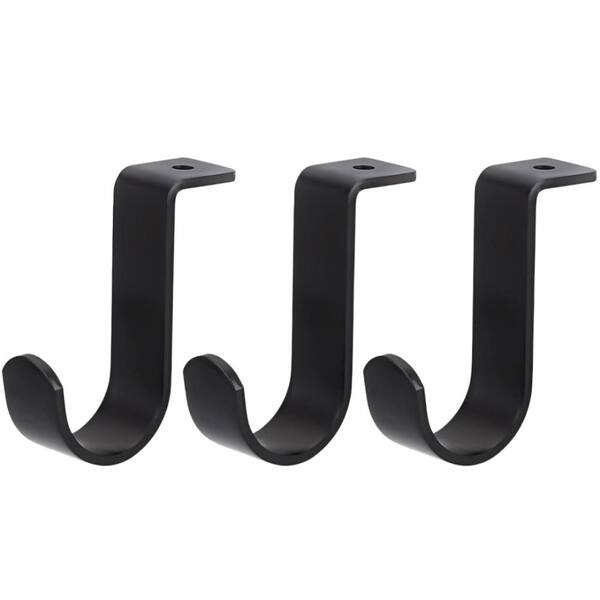 3-Pack Black Metal Ceiling Mount Single Curtain Rod Holders