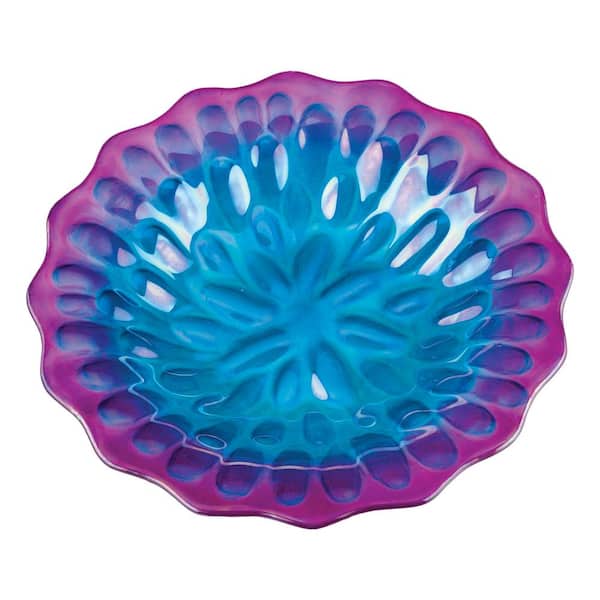 Regal Art & Gift 18 in. Blue/Purple Honeycomb Birdbath with Stand
