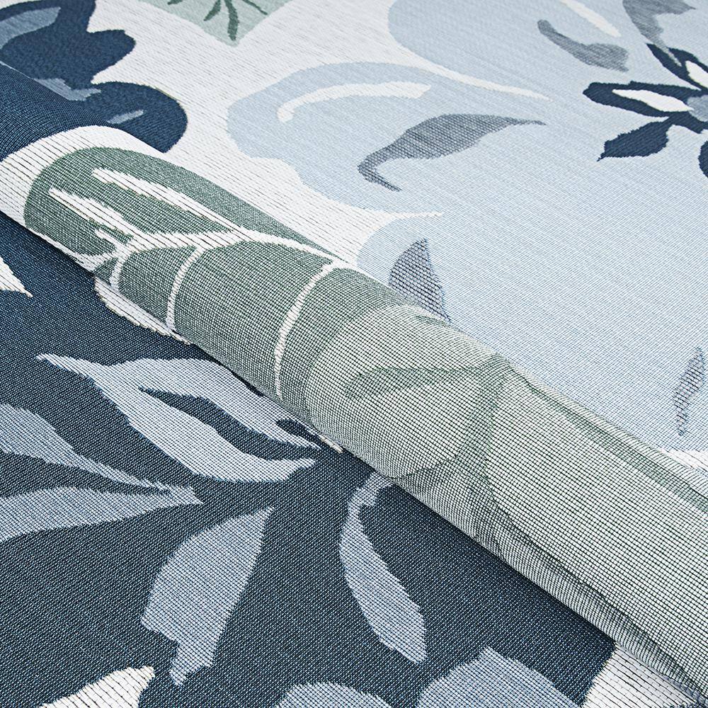 Gray Floral Synthetic Flat Woven Indoor/Outdoor Rug, 4' x 5'10"