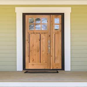 46 in. x 80 in. Craftsman Alder 2- Panel Left-Hand/Inswing 6-Lite Clear Glass Clear Stain Wood Prehung Front Door w/RSL