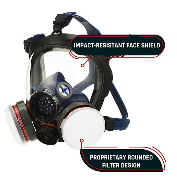 cigarette smoke filter mask Parcil Safety Smoke Black Full Face Organic Vapor Respirator and Gas Mask  with 2 Threaded P-A-1 Replacement Filters PD-100-SB