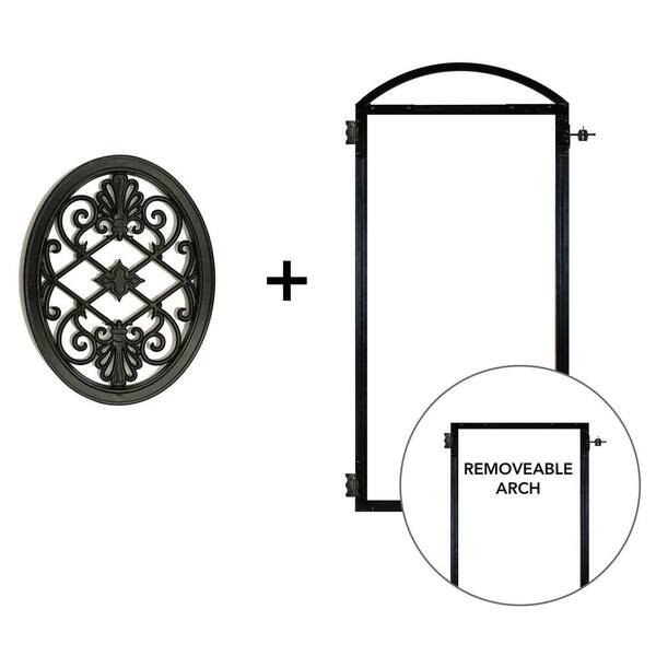 NUVO IRON EZ Install 6-Standard Fence Board Arched Pro Gate Frame with One 13 in. x 17 in. Oval Gate Insert