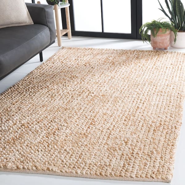 Natural Fiber 6 ft. x 6 ft. Natural/Bleach Distressed Solid Square Area Rug