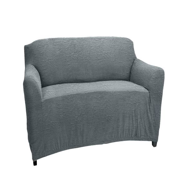 Home Details 96.5 in. x 23.6 in. x 27.5 in. Zig Zag Grey Stretch Chair Slip Cover