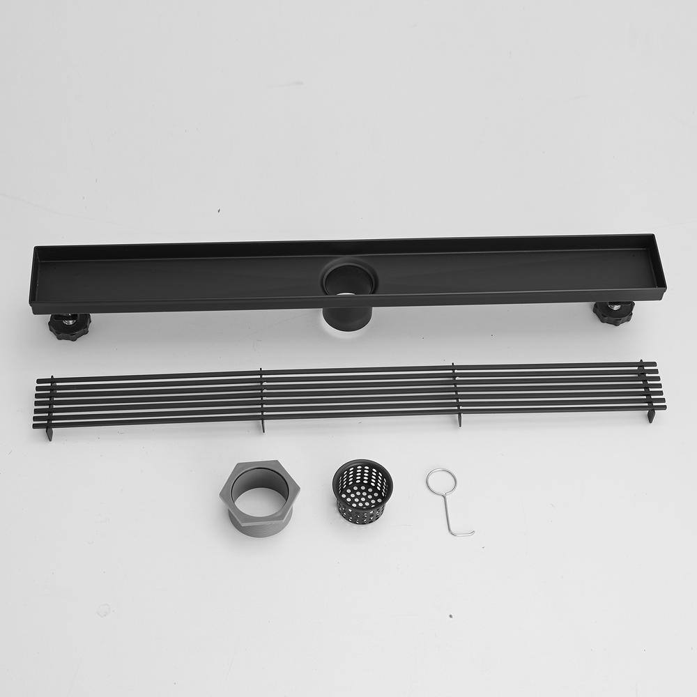 24" Matte Black Stainless Steel Linear Shower Drain