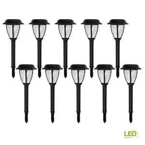 Solar 5 Lumens Black Integrated LED Landscape Path Light with Ribbed Lens (10-Pack); Weather/Rust Resistant
