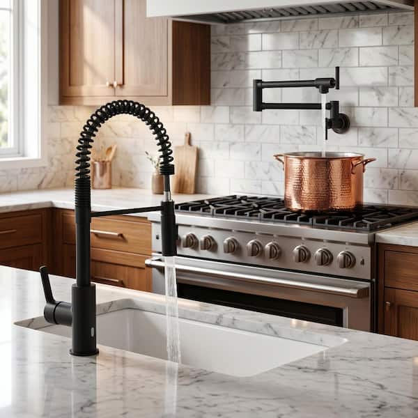 ANZZI Ola Series Matte Black 22 in. H Touchless Pull Down Sprayer