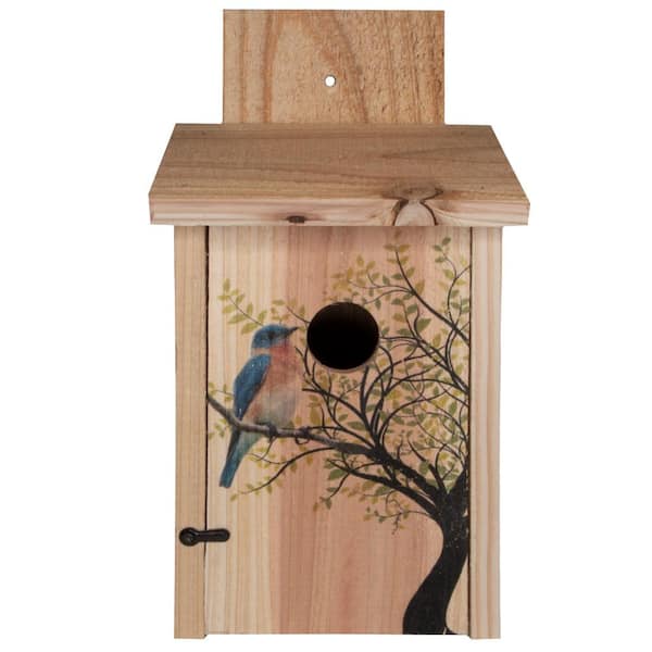 S and K Decorative Bird in Tree Cedar Blue Bird House