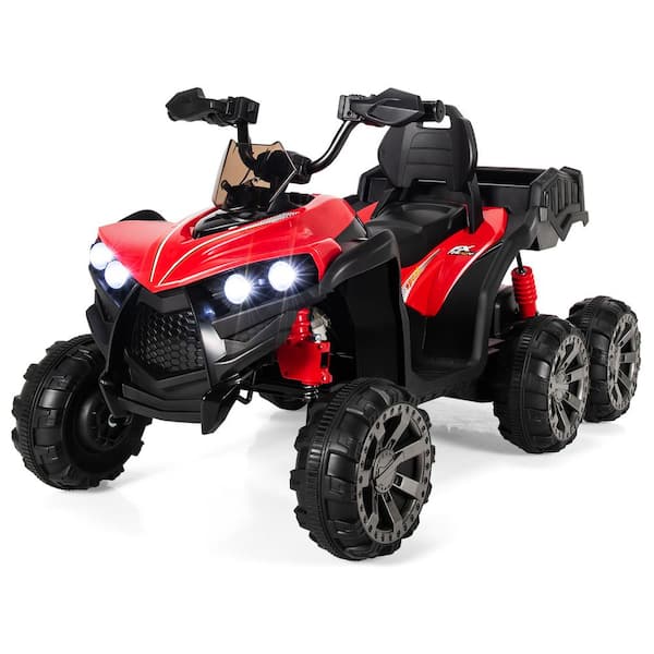 Costway 12-Volt Kids Ride On ATV 6-Wheeler Electric Quad Car with 4WD and Trunk Red
