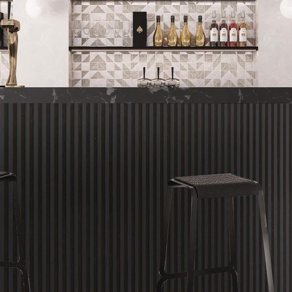 Charcoal Embossed Wood Slat Acoustic Wall Paneling 24" x 48"
