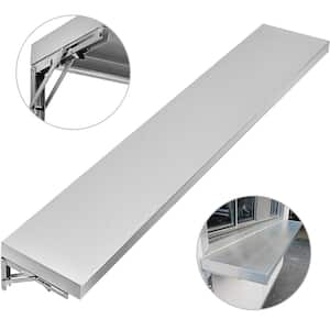 Concession Shelf 70.8 L x 11.4 W in. with Stainless Steel Frame and Surface Board for Food Trailer Serving Window Silver