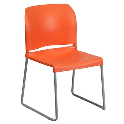 Hercules Series 880 lb. Capacity Orange Full Back Contoured Stack Chair with Sled Base