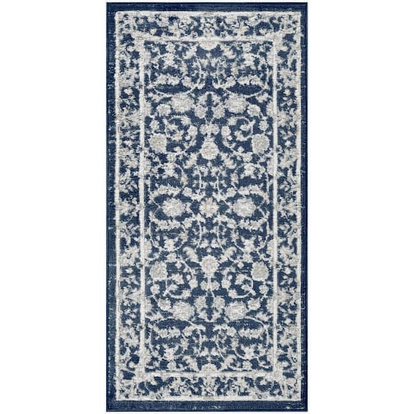 Dekor Slate/Ivory 2 ft. x 4 ft. Medallion Traditional Area Rug