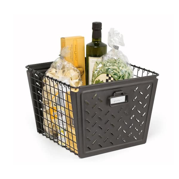 Spectrum 9 in. H x 12 in. W x 12.5 in. D Dark Gray Steel Cube Storage Bin