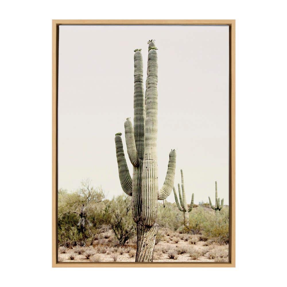 Kate And Laurel Quadro Su Tela Incorniciato Desert Cactus - 83,8 X 58,4 Cm, Oro, Stampa Artistica