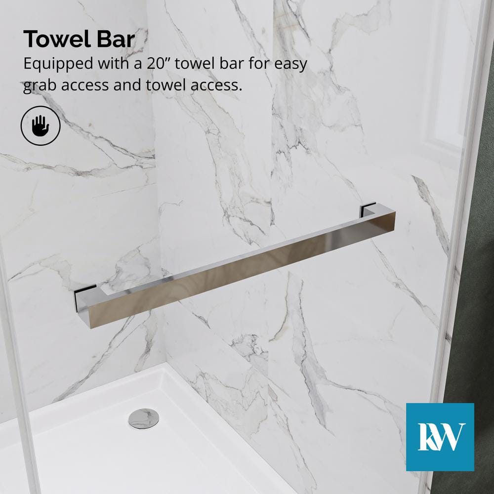 60-Inch Chrome Frameless Double Sliding Shower Door with Clear Glass