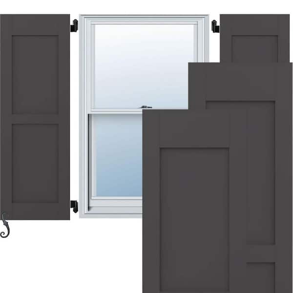 Ekena Millwork 15-in W x 73-in H Americraft Two Equal Flat Panel Exterior Real Wood Shutters (Per Pair), Shadow Mountain
