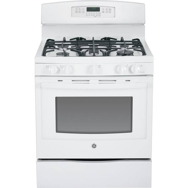 GE 5.6 cu. ft. Gas Range with Self-Cleaning Convection Oven in White