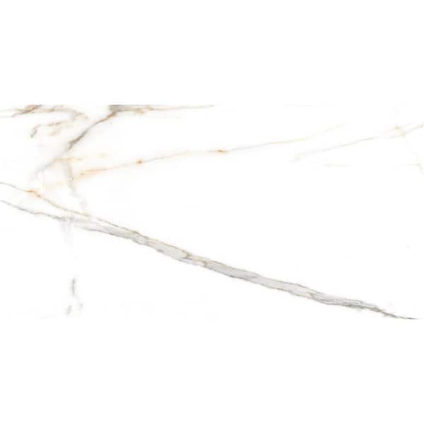 Kaia Steorra White 12 in. x 24 in. Stone Look Matte Porcelain Wall and Floor Tile Sample