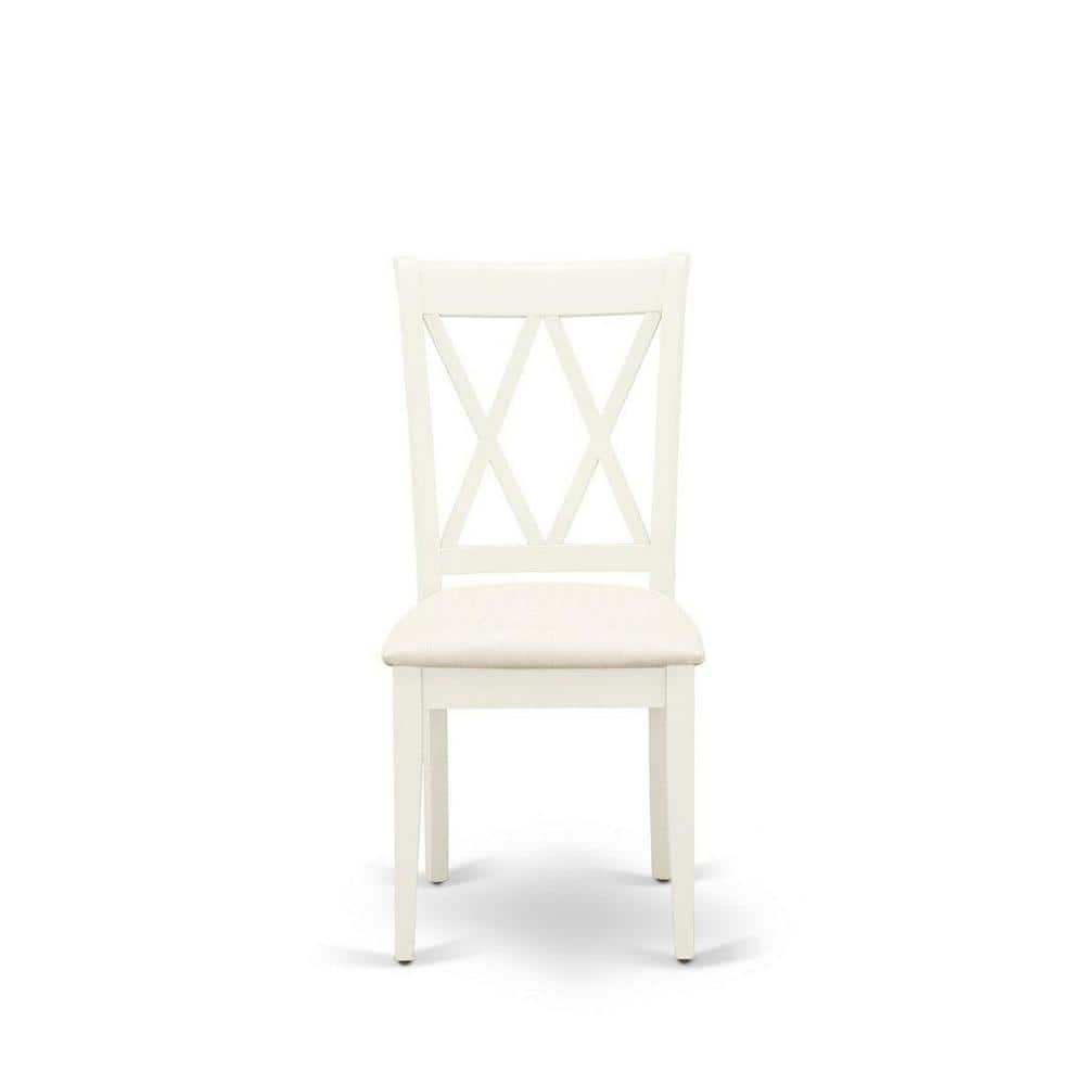 Linen White Round Rubberwood Dining Table Set with Microfiber Seats