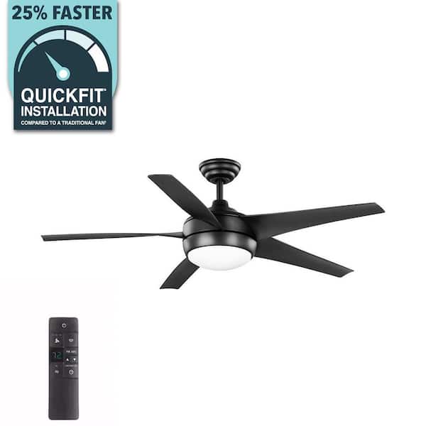 Windward IV 52 in. Indoor LED Matte Black Ceiling Fan with Dimmable Light Kit, Remote Control and Reversible Motor