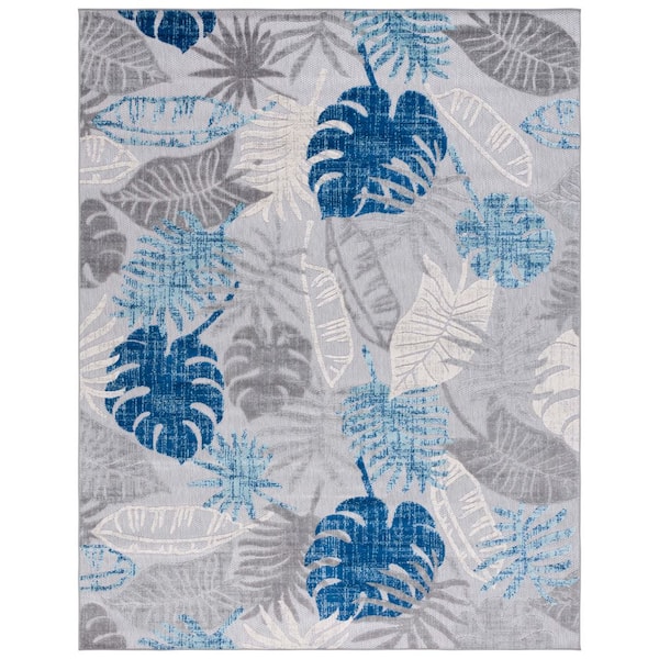 Cabana 6 x 8 Gray/Blue Leaf CBN831F Area Rug