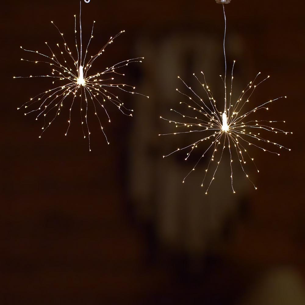 Ethereal Glow 16.5ft Warm White LED Starburst Lights with Remote - Set of 2