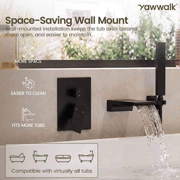 Bath Faucet Wall Mounted Waterfall Bathroom Bathtub Brand Brass Hot Water And Cold Water Shower Leading Pack Black Bath Faucet Wall Mounted Waterfall Bathroom Bathtub Brand Brass Hot Water And Cold Water Shower Leading Pack Black
