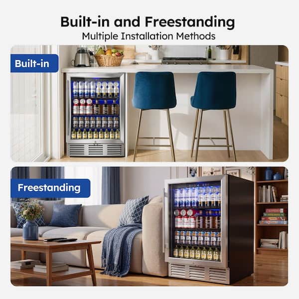 SIMZLIFE 23.5 in. Single Zone 180-Cans Freestanding/Built-in