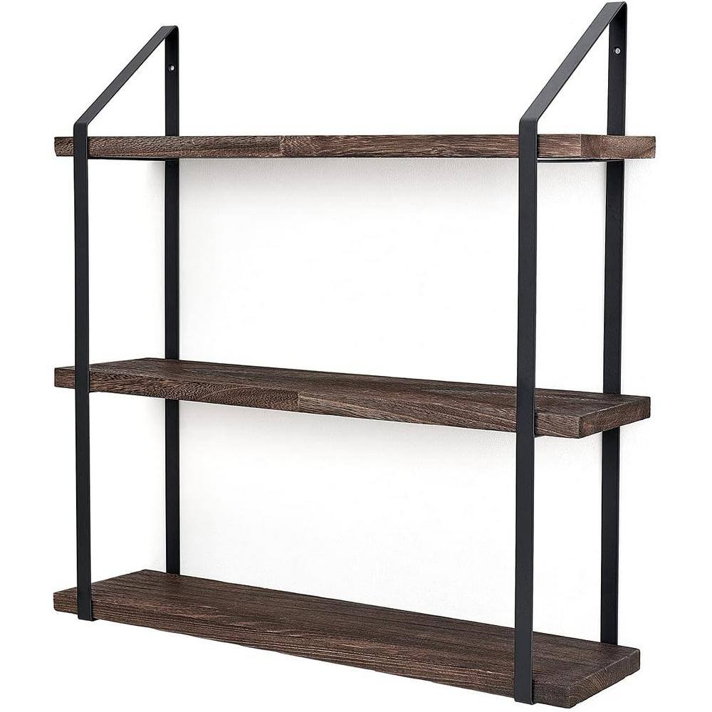 23.5 in. W x 5.9 in. D Brown Floating Wall Shelves 3 Tier Hanging Shelf Dec