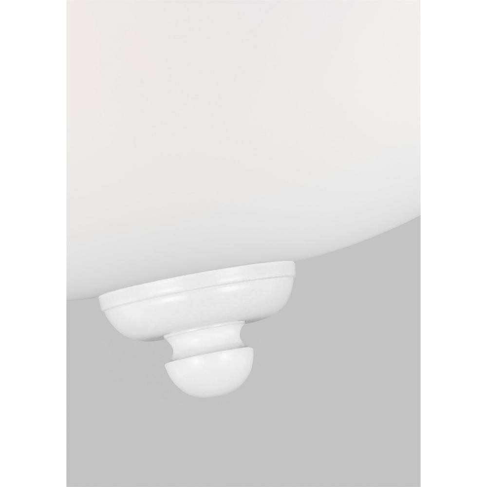 Transitional 14.5'' White Glass Bowl Flush Mount Ceiling Light