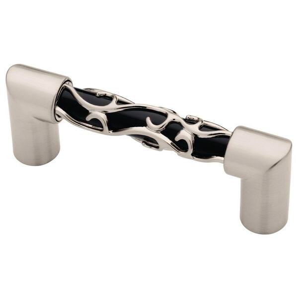 Liberty Crystal Lace 3 in. (76mm) Satin Nickel and Black Cabinet Center-to-Center Pull