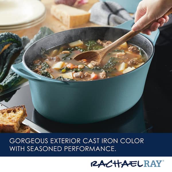 Rachael Ray Enameled Cast Iron 3-in-1 Induction Dutch Oven Skillet Saute  Combo, 4 Quart
