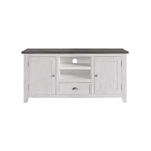 Monterey White with Grey Metal TV Stand Fits TVs Up to 65 in. with Adjustable Shelves
