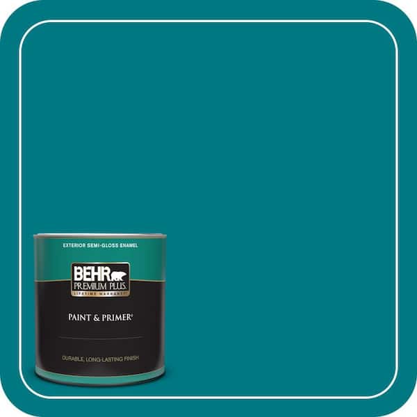 BEHR PREMIUM PLUS 1 qt. #P470-7 The Real Teal Semi-Gloss Enamel Exterior Paint & Primer