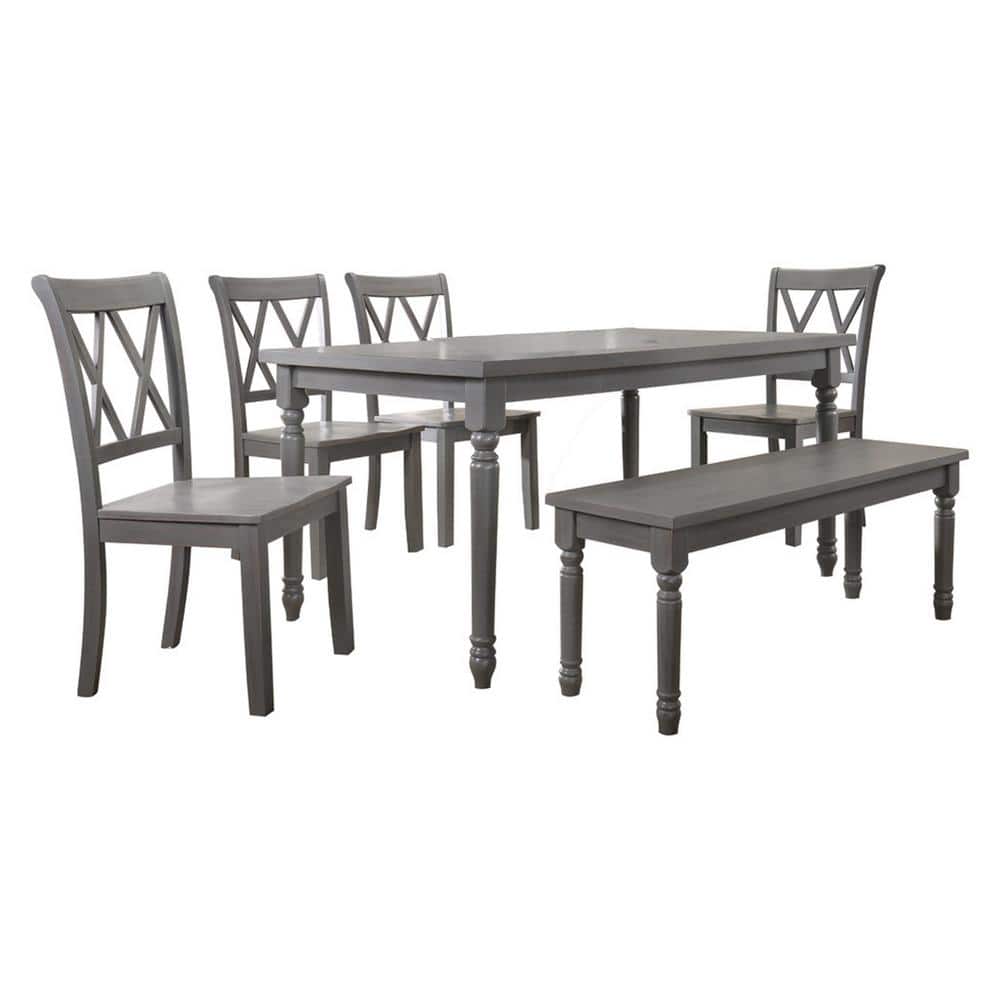 Paige 6PC Dining Set, Rustic Grey