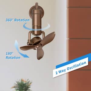 Modern 16 in. Ceiling Fan in Sand Gold Wall Mount 360° Revolving with Adjustable Head