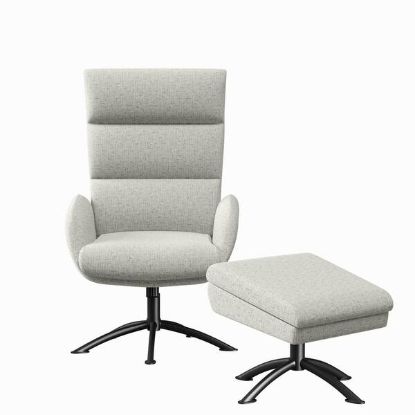 sophitza heather gray tweed swivel rocker chair and storage ottoman