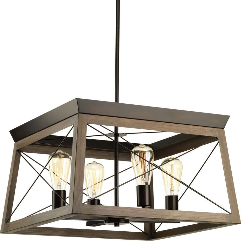 Briarwood 4-Light Antique Bronze Faux Wood Chandelier