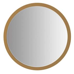 Medium Round Brown Modern Mirror (31.5 in. H x 31.5 in. W)